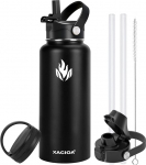 XACIOA Stainless Steel Water Bottle, 950 ml / 1200 ml Vacuum Insulated Drinking Bottle, Leak-Proof with Straw Lid, BPA-Free Sports for Outdoor Camping Hiking Bicycle Fitness