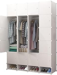 MAGIC SELECT riidekapp, modulaarne riiul, modulaarne riiete korraldaja garderoobikapp koju, hoiukapp magamistuppa, 20 moodulit, 2 renni, 192 x 140 cm, valge