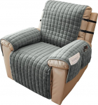 Alishomtll Armchair Protector for Relaxing Sofa, 1-Seater TV Chair, Armrest, Chair Cushion, Non-Slip, Scratch-Resistant Armchair Cover with 4 Pockets and 2 Adjustable Straps, 53 x 190 cm, Grey