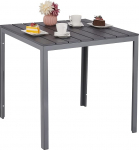Relaxdays Garden Table HBD 74 x 78 x 78 cm Balcony Table Wood Effect Plastic Steel Patio Table Square Grey