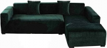 DH-Link Stretch Velvet Sofa Cover Plush Non-Slip 1 Piece Slipcover for Sofa Dark Green (4 Seater/215-280cm)
