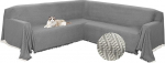 HDCAXKJ Sektionale Couch&uuml;berz&uuml;ge, L-Form, Ecksofabezug, Decke, Jacquard, gestrickt, U-f&ouml;rmige Sofa-Schonbez&uuml;ge mit Quaste, weich, waschbar, rutschfest, f&uuml;r Haustier-/Hundem&ouml;belschutz (grau, 231,1 x