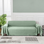 MEETSKY Green Couch Cover, Sofa Slipcover for Sectional Sofa Covers, Universal Use, Cotton Blend, Thick Fabric, Washable, Woven Texture, Modern Design for Living Room, 231.1 x 381 cm,