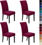 Howhic Stretch Chair Covers for Dining Room, Set of 4, Removable Washable Dining Chair Covers, Seat Protector, Great Home Decoration and Banquet Upholstery (Burgundy, 4 Pieces)