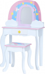Teamson Kids Fantasy Fields Little Dreamer Rainbow Dressing Table with Mirror, Integrated Storage Space and Chair Stool for Children, White, TD-13543F