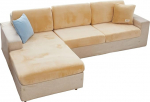 EURHOWING Universal Stretch Velvet Couch Cushion Covers for Sofa L Shape Sofa Cover Soft Protective Slipcover L-Shape Sofa Replacement with Elastic Edge (2 Seater Cover, Beige)
