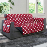 Elegant Comfort Quilted Furniture Protectors Solid and Printed Design Reversible Slipcovers Featuring Elastic Straps and Smart Pockets Great for Pets, Kids and More, Bloomingdale Sofa, Burgundy/Black