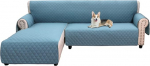 Mingfuxin Corner Sofa Duvet Cover Waterproof Reversible 3 Seater Chaise End Sofa Slipcover L Shape Sectional Couch Covers for Pets Furniture Protector (L Shape, Grey Blue)