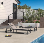 Purple Leaf Chaise Lounge 3 tk Alumiiniumist terrassitooli koos k&uuml;ljelaua ja ratastega K&otilde;ikide ilmadega tool terrassil basseinis rannas p&auml;ikesepaiste toolile, beež