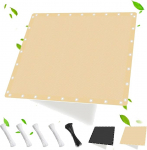 HaiTaoSy Ristk&uuml;likukujuline p&auml;ikesepurje aasadega, p&auml;ikesekaitse r&otilde;dule, terrassile, HDPE markiisikangas, varju v&otilde;rk terrassikatusele, aeda, 1 x 2 m, liivabeež