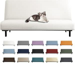 YEMYHOM Futon Cover, Jacquard Design High Stretch Armless Non-Slip m&ouml;&ouml;bli kaitsja elastse p&otilde;hjaga (Futon, valge)