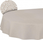 Kangas laudlinad, tekstiil laudlinad, puuvillane pol&uuml;ester, pestav, &uuml;hev&auml;rviline ornamentaalne Damask Jacquard kangas, pestav, beež, hall, ovaalne, 180 x 140 cm, l&otilde;igatud servaga.