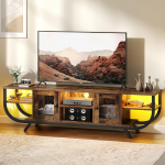 YITAHOME t&ouml;&ouml;stuslik TV kapp, 160 cm TV Lowboard kuni 65-tollise teleri jaoks LED valgustusega, elutoa TV kapp TV laud avatud hoiuruumiga, Vintage Brown