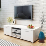TV kapp High Gloss White 120 x 40,3 x 34,7 cm Sideboard elutuba TV Board TV kapp TV m&ouml;&ouml;bel & Phonomo m&ouml;&ouml;bel 4 kaabliv&auml;ljundiga 2 riiulit ja sektsioonid
