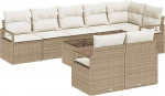 9-osaline aia diivan komplekt padjadega Brown Poly Rattan 2-kohaline aia diivan pehmendusega Beige Poly Rattan Garden Lounge Model3346441