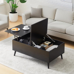 CLIPOP kohvilaud, reguleeritava k&otilde;rgusega, sisset&otilde;mmatav elutoa laud, t&otilde;stetav laud, varjatud kambriga k&uuml;ljelaud, puidust diivanilaud, must elutuppa, kontorisse