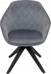 PLAYBOY Swivel Upholstered Chair with Armrest & Velvet Cover, Padded Swivel Chair in Retro Design for Dining Room, Kitchen, Office, Lounge, Anthracite, Grey with Matte Metal Feet