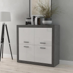 Forte TREBBIA kapp 4 uksega, komposiitpuit, betoonilahendus, tumehall/valge l&auml;ikega, B x K x S: 113 x 107,5 x 41 cm.