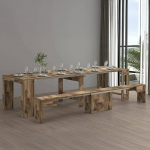 Dmora - Crispin laua ja toolide komplekt, mitmeotstarbeline komplekt, komplekt koos konsooli ja 1 pikendatava pingiga, 100% Made in Italy, 66 x 25 x 45 cm, vaherpuu