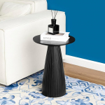 SHYFOY &uuml;mmargune k&uuml;ljelaud, v&auml;ike laud, kohvilaud, v&auml;ike, kaasaegne elutoa laud elutuppa, magamistuppa, soonikuga sammasalus, must