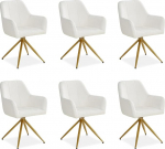 Homestyle4u 2732 Beež 6-st s&ouml;&ouml;gitoa k&ouml;&ouml;gitoolist koos k&auml;etugedega s&ouml;&ouml;gitoa toolid polsterdatud toolid Cream Boucl&eacute; Gold p&ouml;&ouml;ratav