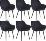 Colenis s&ouml;&ouml;gitoa toolid, 6 tooli, k&ouml;&ouml;gitoolid, sametist toolid seljatoega, polsterdatud, sametist iste, metalljalad, maksimaalne koormus 120 kg, k&ouml;&ouml;ki, elutuppa, s&ouml;&ouml;gituppa, magamistuppa, must, Luna