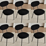 S&ouml;&ouml;gitoa toolid, komplekt 6, virnastatavad k&ouml;&ouml;gitoolid, kaasaegsed pehmendusega s&ouml;&ouml;gitoolid mustade metalljalgadega elutuppa, s&ouml;&ouml;gituppa, k&ouml;&ouml;ki, magamistuppa - mustas toonis