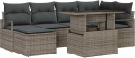 7-teiliges Garten Sofa Set mit Kissen Grau Poly Rattan, 2-Sitzer Garten Sofa mit Kissen Grau Poly Rattan Gartenlounge Model3348855