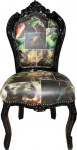 Casa Padrino Baroque Dinner Chair Design Comic Book / Must nahk v&auml;limusega m&ouml;&ouml;bel Antique Style - Limited Edition!