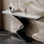 FQMYLTYN Konsolentisch mit gesinterter Steinplatte, Beistelltisch f&uuml;r den Eingangsbereich mit S-f&ouml;rmigem Gestell, Flurtisch f&uuml;r die Wand, ideal f&uuml;r den Eingangsbereich(Black,100cm/39in)