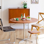 &Uuml;mmargune kaasaegne t&auml;ispuidust s&ouml;&ouml;gilaud S&ouml;&ouml;gitoa m&ouml;&ouml;bel ristatud metallist alusega pruun puidust laud kontorile V&auml;ike kohvilaud 2"-4" 27,6" laiusega