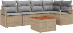 6-teiliges Garten Sofa Set mit Kissen Beige Poly Rattan Akazie Gartenlounge Model3356376