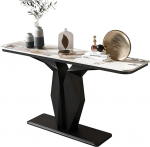 Konsolentisch Moderner Eingangstisch Mit Rockplatte Und Metallsockel, Schmaler Konsolentisch F&uuml;r Foyer, Flur, Wohnzimmer, Einfache Montage(160cm/63in)