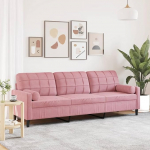Model3278242 3-kohaline diivan koos dekoratiivpadjaga 210 cm Velvet Pink