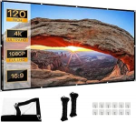 Ekraaniprojektori paksendatud ja kortsuvastane kaasaskantav projektoriekraan, 16:9 HD kokkupandavad projektoriekraanid kodukino, kontori ja telkimise jaoks (120)