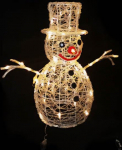 Schneemann aus Acryl mit madal pinge, warmwei&szlig;, 120 cm, ideal f&uuml;r Weihnachtsdekorationen und Winterveranstaltungen.