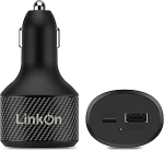 LinkOn autolaadija USB-C PD3.0 ja USB-A Qualcomm QC3.0-ga MacBookile, Google Pixelile, iPadile, iPhone X, 8, Samsung S8 S9 S10 S10+ Androidile ja Nintendo Switchile.