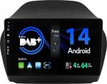 SXAUTO Android 14 [sisseehitatud DAB] IPS autoraadio Hyundai IX35 (2010-2017) jaoks - sisseehitatud Carplay/Android auto - LED kaamera + mikrofon - 4G + 64G - DSP 360-CAM roolijuhtimiss&uuml;steem Fast-Boot WiFi - 2 DIN