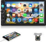 Motorsi 2 DIN Bluetooth autoraadio, 7-tolline HD puuteekraaniga autostereo MP5-m&auml;ngija, toetab Bluetooth/MirrorLink/FM/USB2.0/AUX/laadimine/kaugjuhtimine + tagurduskaamera