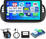 2G & 64G 9-tolline Android autoraadio Fiat 500 2007-2015 koos Carplay Android Car Wireless, puuteekraaniga Bluetooth HiFi/RDS/FM raadio, WiFi Navi/AHD tagurduskaamera/CANBUS