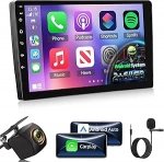 [2+64GB] 2 DIN Android autoraadio juhtmevaba CarPlay ja Android autoga, 10,1-tolline puuteekraan, WiFi, GPS, EQ, Bluetooth, FM-RDS raadio ja tagurduskaamera toetus