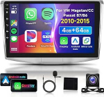 4G 64G VECHTEL 10.1-tolline Bluetooth autoraadio VW Magotan/CC Passat B7/B6 2010-2015 Carplay Android auto, DSP EQ, 1280 x 720, WiFi GPS Navi, Mirror Link, RDS/FM raadio 2 DIN koos AHD tagantvaate kaameraga