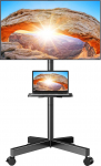 Perlegear TV Stand Rollable, Mobiilne teleri statiiv ratastega 23-60-tollise LCD/LED teleri k&auml;ru koos salvega Reguleeritava k&otilde;rgusega ja stabiilne kodukuvar telerik&auml;ru kuni 40 kg, max. VESA 400 x 400 mm