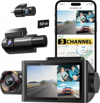 WOLFBOX i07 Dashcam, 3-kanaliline auto armatuurkaamera koos WiFi GPS-iga, 4K+1080P ees ja sees, 2.5K 1600P+1080P+1080P, 3-tolline LCD Super IR &ouml;&ouml;n&auml;gemine, 24-tunnine parkimisseire, Max 512 GB (juhtmevaba)