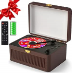 Gueray kaasaskantav Bluetooth CD-m&auml;ngija koos k&otilde;laritega 3600 mAh laetav Vintage CD-m&auml;ngija koju, Retro tammepuust CD-m&auml;ngijad FM-raadio kaugjuhtimispuldiga, toetab USB AUX (pruun)