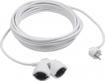 Meister Kaitsekontaktide pikendus topelt&uuml;hendusega - 10 m kaabel - valge - plastkaabel - IP20 siseruumides / Puudutuskaitsega &uuml;hendus / Schuko pikendus / Pikenduskaabel / 7432040