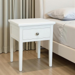 GROF Furniture Bedside Table White 1 Drawer Bedside Table Real Wood Slim Bedside Table Small Bedside Table for Bedroom Lamp Table