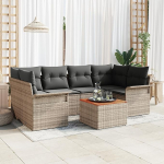 Rantry 7-teiliges Garten Sofa Set mit Kissen Grau Poly Rattan Akazie Gartenlounge Model3347279