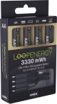 VERICO LoopEnergy Pro AA 3330 laetav USB-C aku AA 1,5 V 3330 mWh (2220 mAh) Li-Ion aku, kiirlaadimine USB-C &uuml;henduse kaudu umbes 2 tunniga, 4 AA aku, 1 kaabel USB -A kuni 4 x USB-C, 1 kaabel USB -A kuni 4 x USB-C