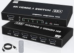 HDMI Splitter 120Hz 4K - 5 in 1 Out 8K HDMI 2.1 Switch Box Port Expander Selector koos kaugjuhtimispuldiga Support 3D/HDR/HDCP2.3, &uuml;hildub PS 5/4/3 Xbox Switch DVD Player TV PC 4k 120Hz HDMI Splitteriga